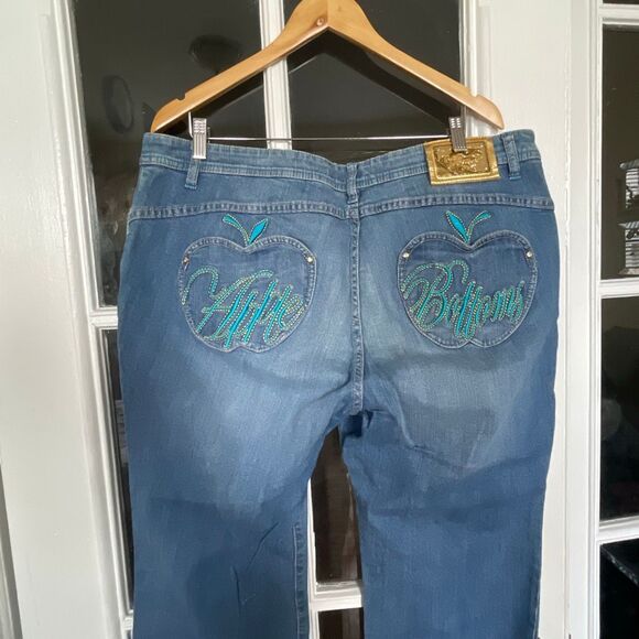 Women’s plus size Y2K apple bottoms jeans embroidered denim bootcut leg size 20 - Picture 10 of 15